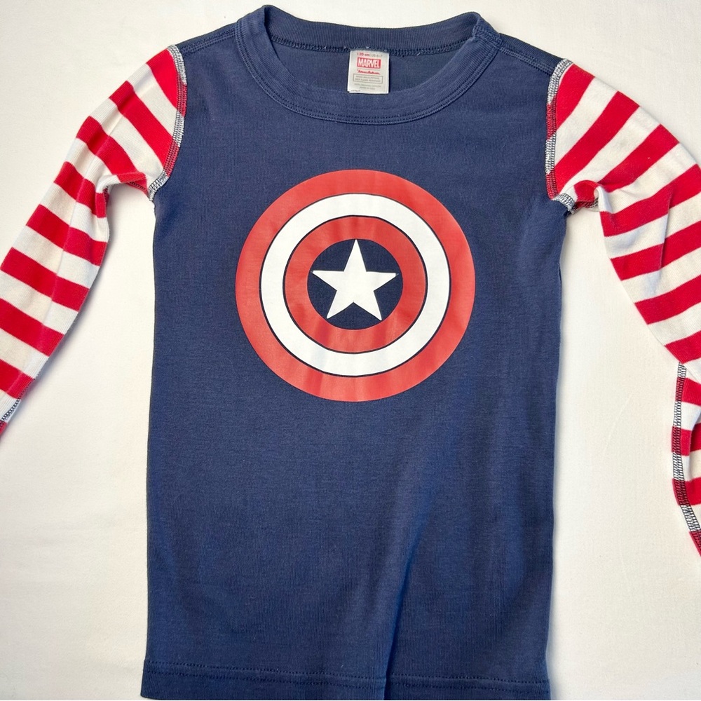 Hanna Andersson. Marvel Captain America Long Sleeve Shirt/ PJs size youth 6/7